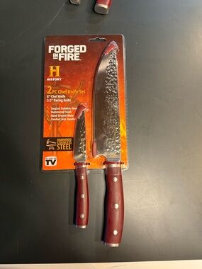 Forged In Fire 2-Piece Chef Knife Set - Red Handles